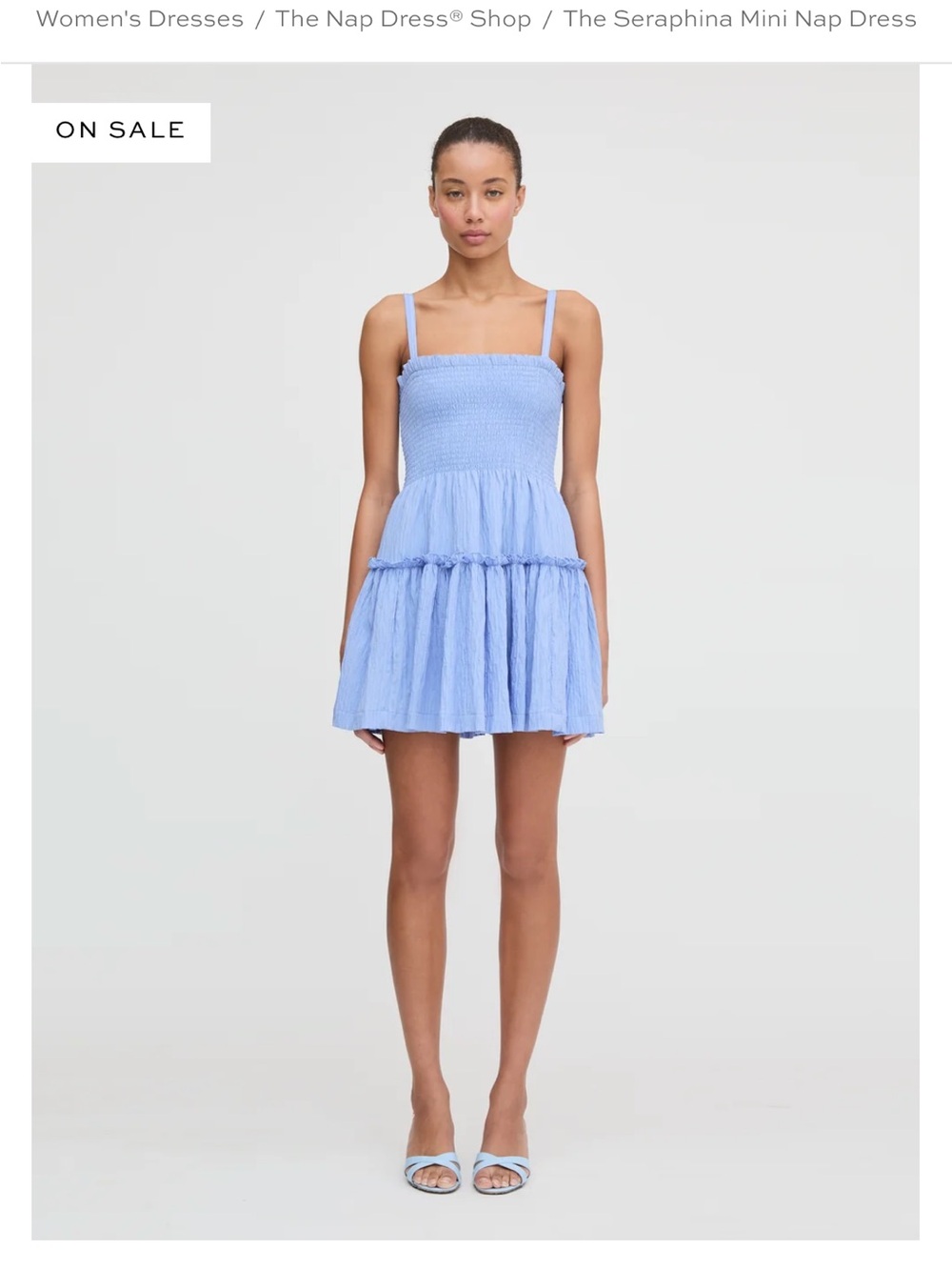 Hill House Blue Smocked Tiered Mini Dress